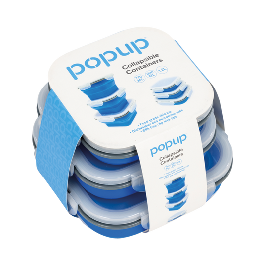 Popup Food Containers Blue 3 Pack