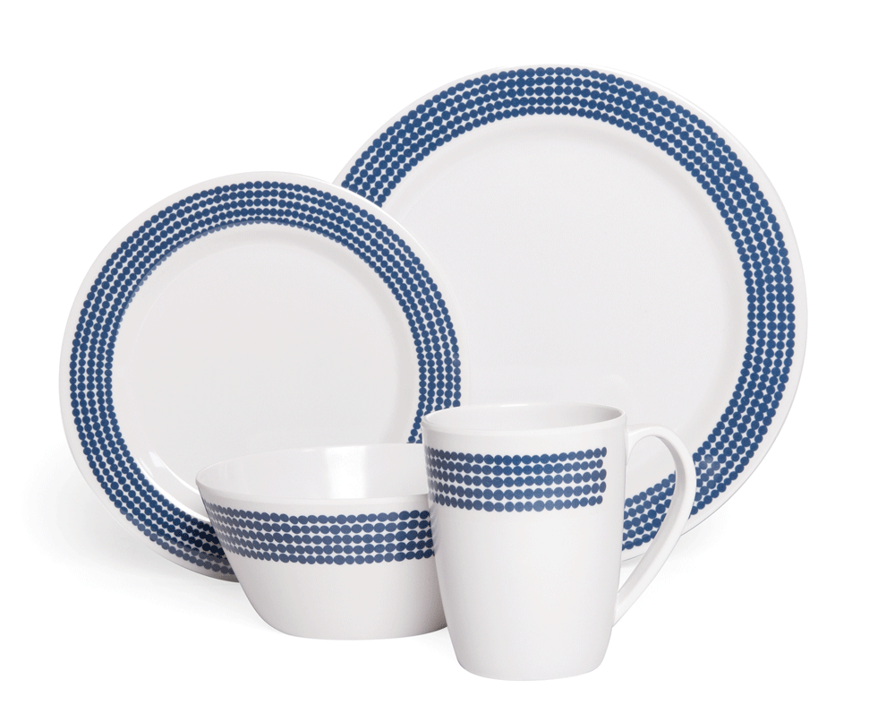 16 Piece Melamine Dinner Set - Blue Moon